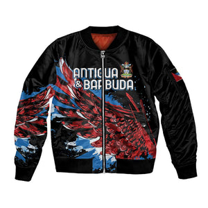Afro-Antigua and Barbuda Cricket Custom Sleeve Zip Bomber Jacket Falcons Wings - Take Off - African Pride