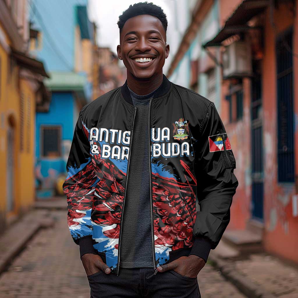 Afro-Antigua and Barbuda Cricket Custom Sleeve Zip Bomber Jacket Falcons Wings - Take Off - African Pride