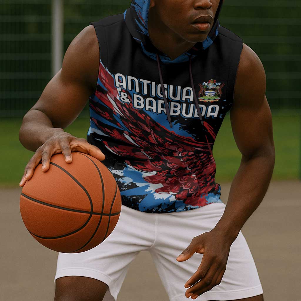 Afro-Antigua and Barbuda Cricket Custom Sleeveless Hoodie Falcons Wings - Take Off - African Pride
