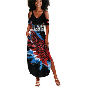 Afro-Antigua and Barbuda Cricket Custom Summer Maxi Dress Falcons Wings - Take Off - African Pride
