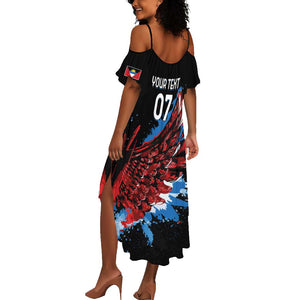 Afro-Antigua and Barbuda Cricket Custom Summer Maxi Dress Falcons Wings - Take Off - African Pride