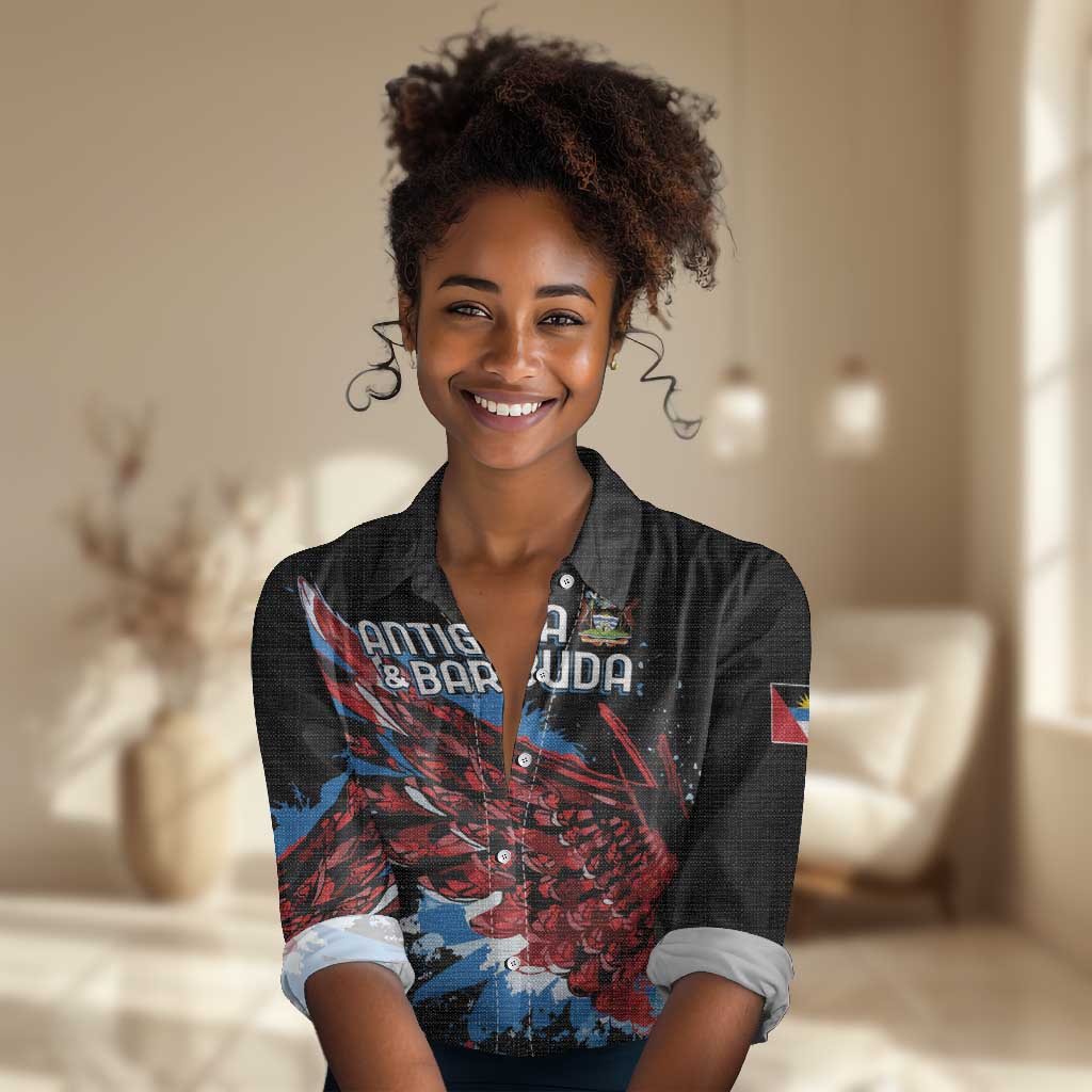 Afro-Antigua and Barbuda Cricket Custom Women Casual Shirt Falcons Wings - Take Off - African Pride