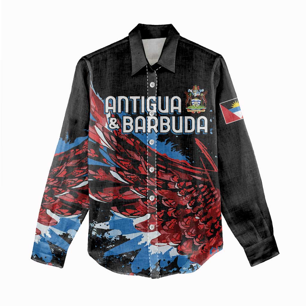 Afro-Antigua and Barbuda Cricket Custom Women Casual Shirt Falcons Wings - Take Off - African Pride