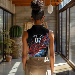 Afro-Antigua and Barbuda Cricket Custom Women Sleeveless Polo Shirt Falcons Wings - Take Off - African Pride