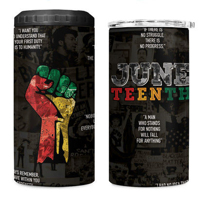 Juneteenth Black History 4 in 1 Can Cooler Tumbler Inspirational Quotes Collage
