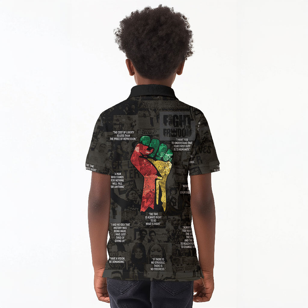 Juneteenth Black History Kid Polo Shirt Inspirational Quotes Collage