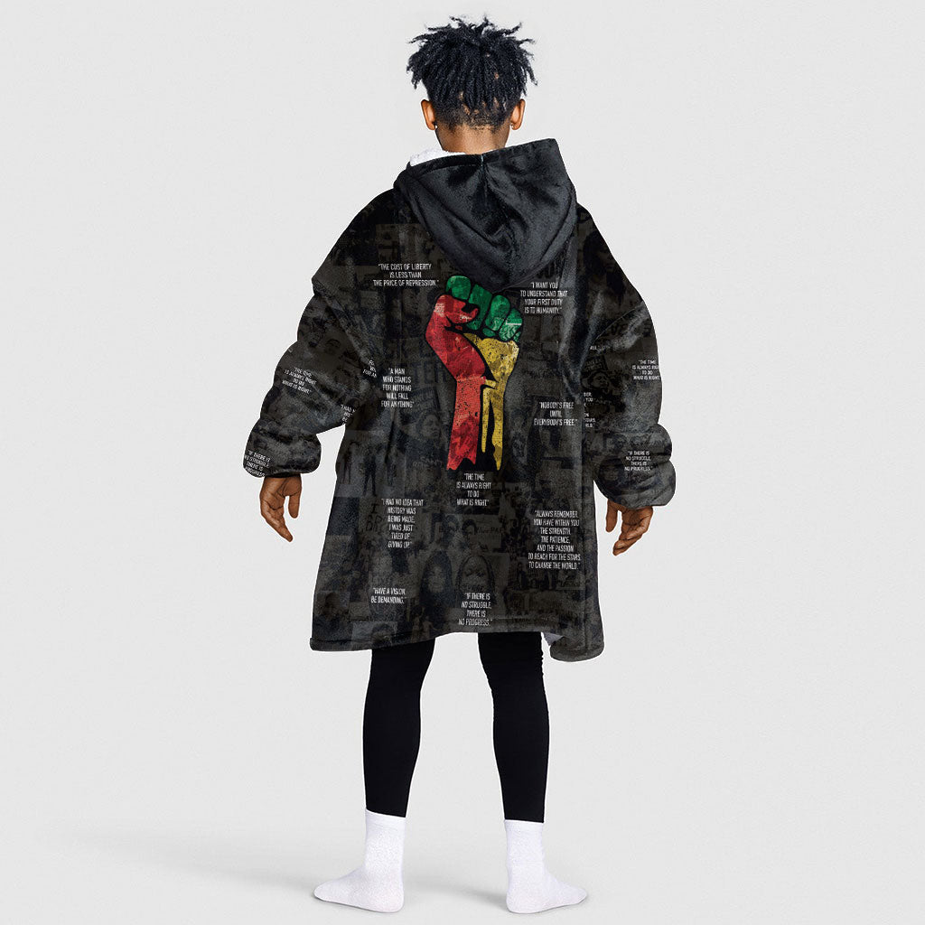 Juneteenth Black History Kid Wearable Blanket Hoodie Inspirational Quotes Collage