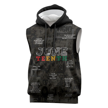 Juneteenth Black History Sleeveless Hoodie Inspirational Quotes Collage
