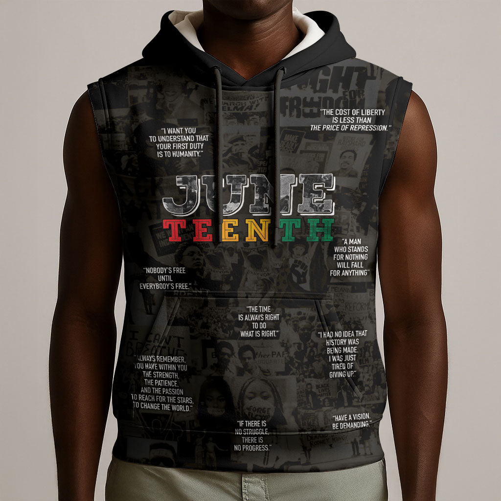 Juneteenth Black History Sleeveless Hoodie Inspirational Quotes Collage