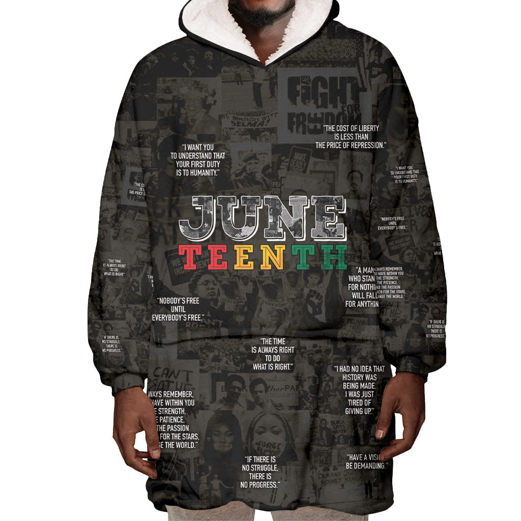 Juneteenth Black History Wearable Blanket Hoodie Inspirational Quotes Collage