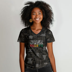 Juneteenth Black History Women V-Neck T-Shirt Inspirational Quotes Collage