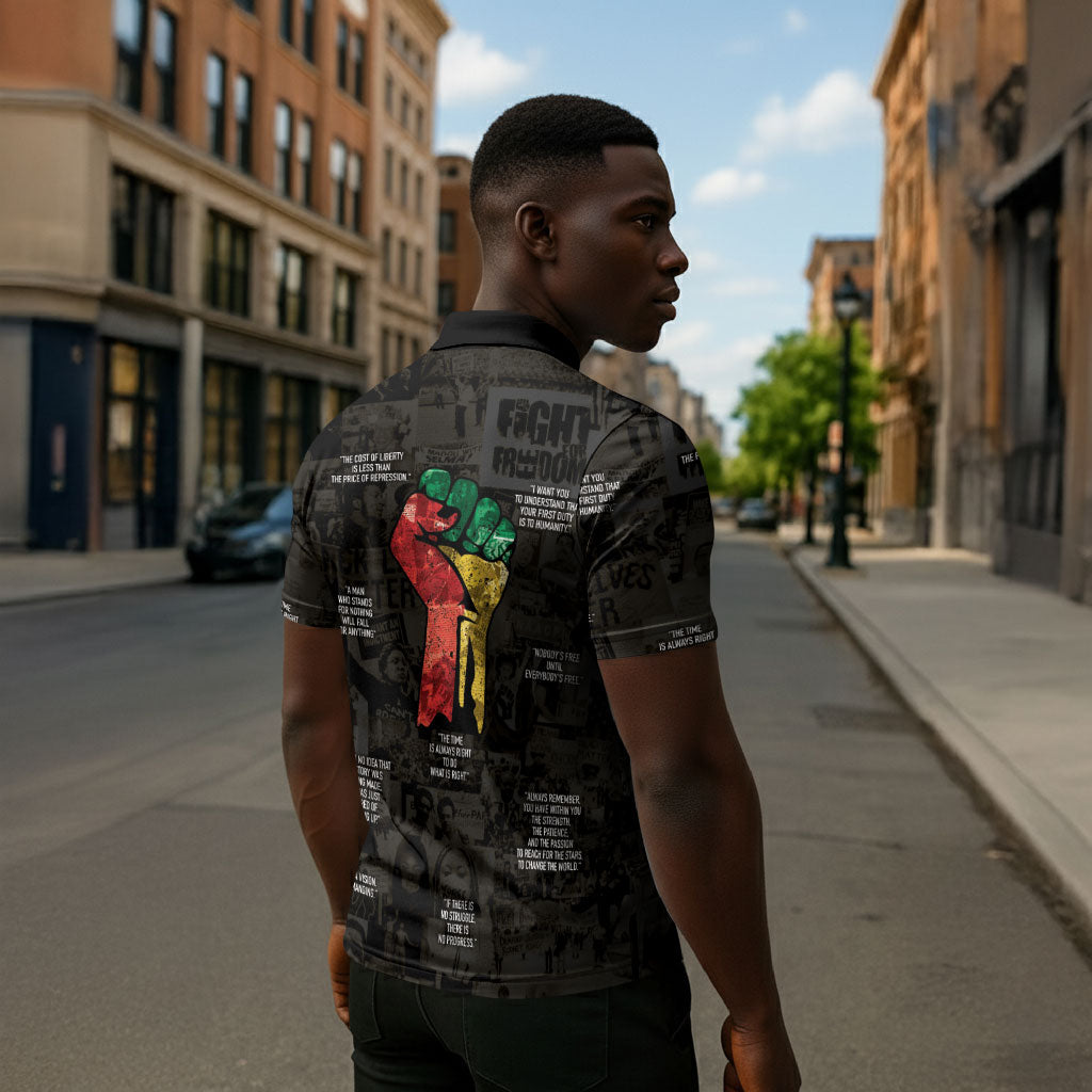 Juneteenth Black History Zipper Polo Shirt Inspirational Quotes Collage