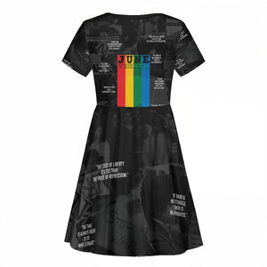 Juneteenth 2026 Black History Kid Short Sleeve Dress Freedom Quotes Collage