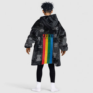 Juneteenth 2026 Black History Kid Wearable Blanket Hoodie Freedom Quotes Collage