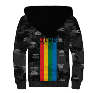 Juneteenth 2026 Black History Sherpa Hoodie Freedom Quotes Collage
