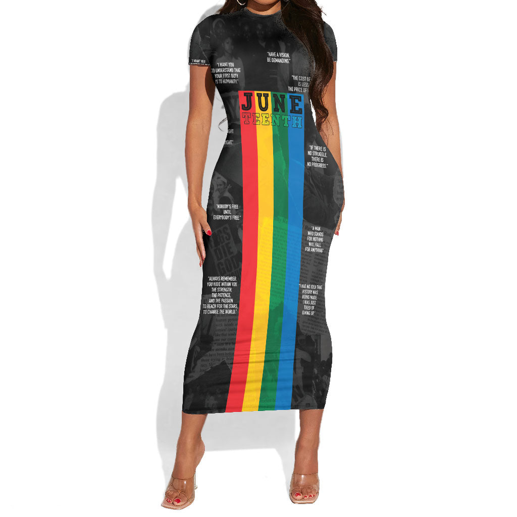 Juneteenth 2026 Black History Short Sleeve Bodycon Dress Freedom Quotes Collage