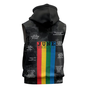 Juneteenth 2026 Black History Sleeveless Zip Hoodie Freedom Quotes Collage