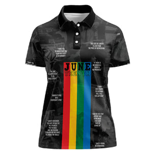 Juneteenth 2026 Black History Women Polo Shirt Freedom Quotes Collage