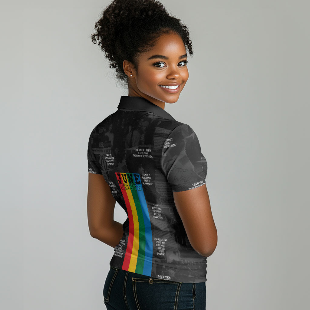 Juneteenth 2026 Black History Women Polo Shirt Freedom Quotes Collage