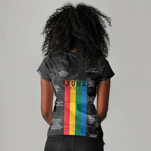 Juneteenth 2026 Black History Women V-Neck T-Shirt Freedom Quotes Collage