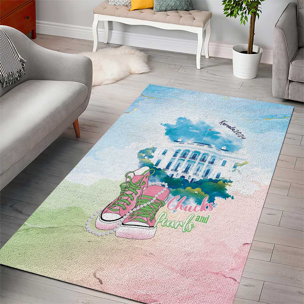 Chucks N Pearls 2024 Area Rug Pink Green Rocking The World