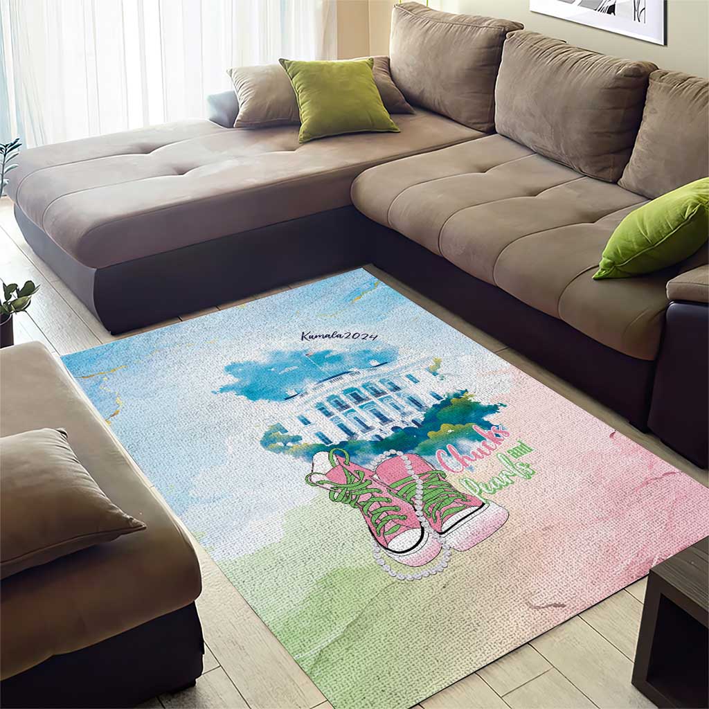 Chucks N Pearls 2024 Area Rug Pink Green Rocking The World