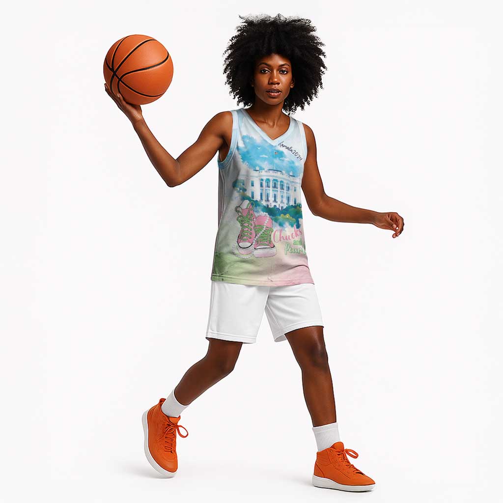Chucks N Pearls 2024 Basketball Jersey Pink Green Rocking The World - African Pride