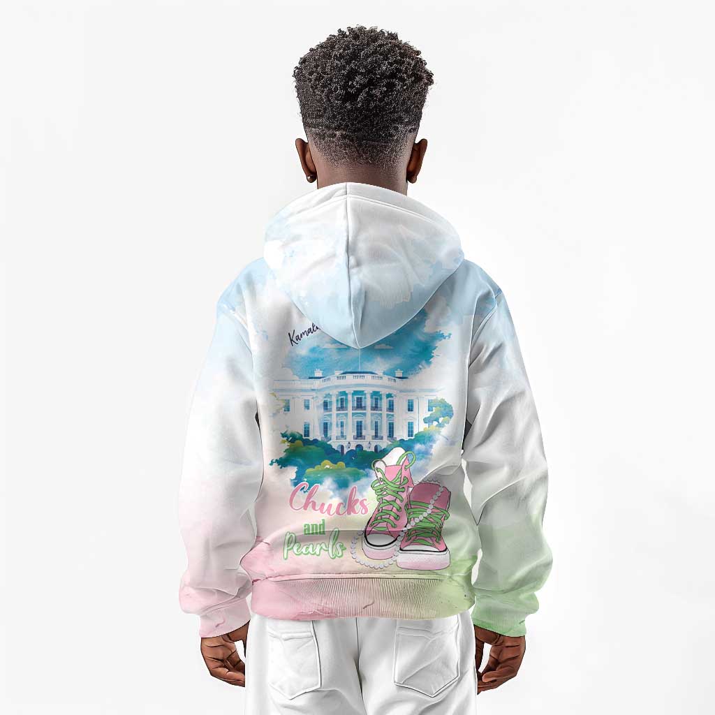 Chucks N Pearls 2024 Kid Hoodie Pink Green Rocking The World