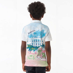 Chucks N Pearls 2024 Kid Polo Shirt Pink Green Rocking The World