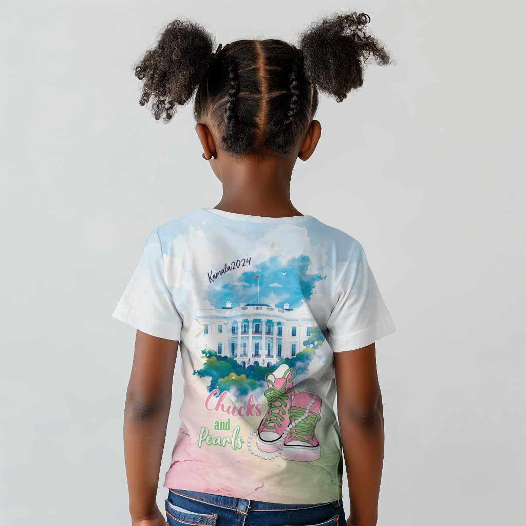 Chucks N Pearls 2024 Kid T shirt Pink Green Rocking The World
