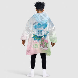 Chucks N Pearls 2024 KId Wearable Blanket Hoodie Pink Green Rocking The World
