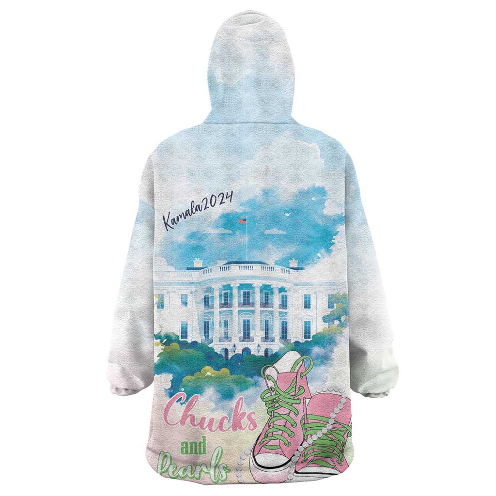 Chucks N Pearls 2024 KId Wearable Blanket Hoodie Pink Green Rocking The World