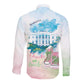 Chucks N Pearls 2024 Long Sleeve Button Shirt Pink Green Rocking The World