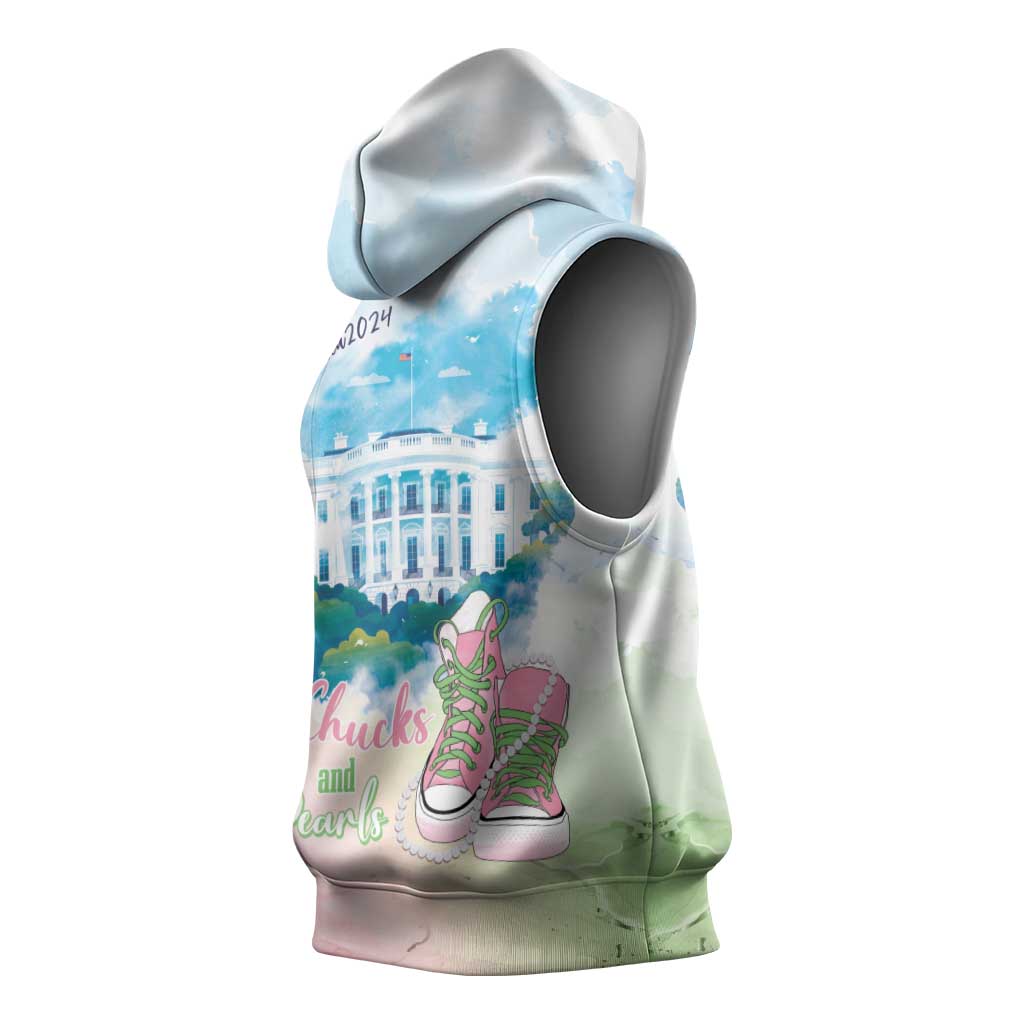 Chucks N Pearls 2024 Sleeveless Hoodie Pink Green Rocking The World - African Pride