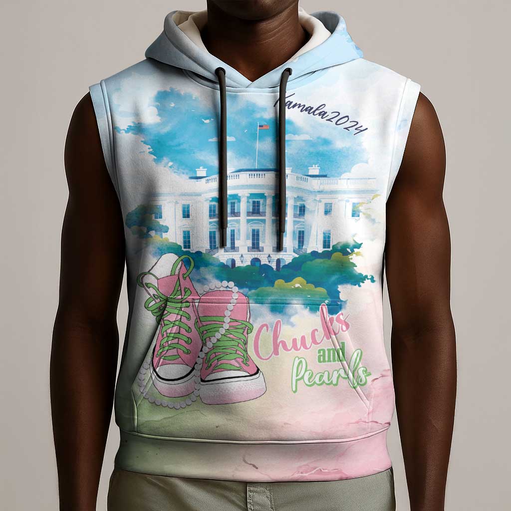 Chucks N Pearls 2024 Sleeveless Hoodie Pink Green Rocking The World - African Pride