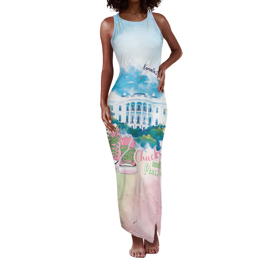 Chucks N Pearls 2024 Tank Maxi Dress Pink Green Rocking The World