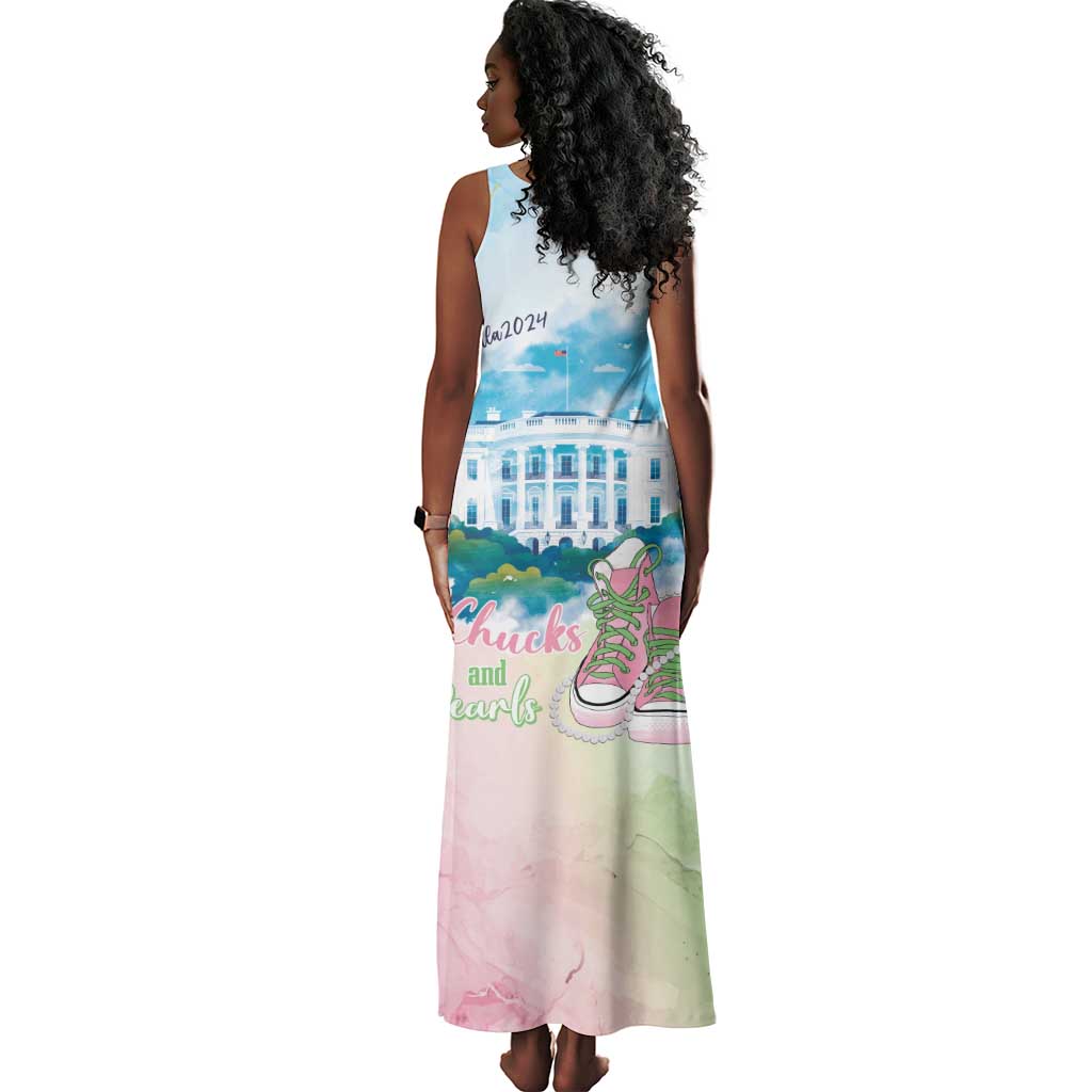 Chucks N Pearls 2024 Tank Maxi Dress Pink Green Rocking The World