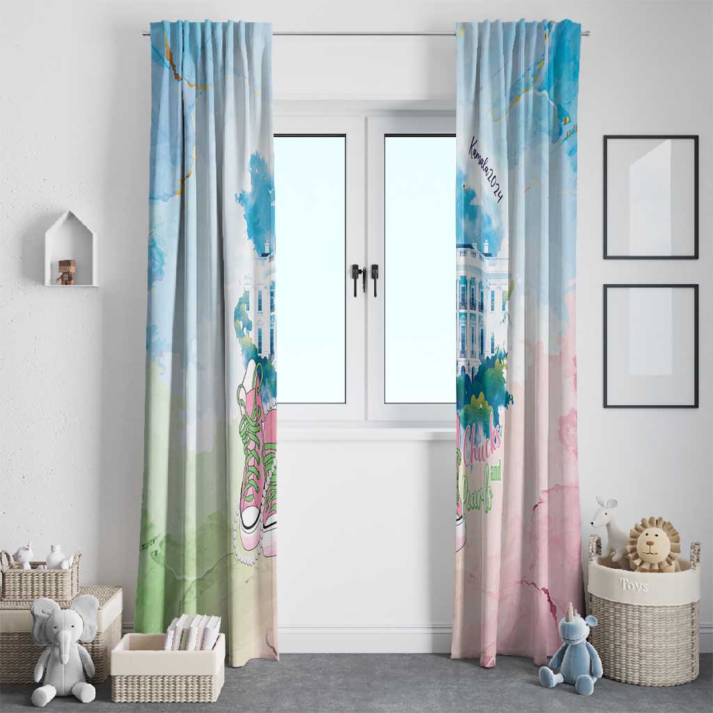 Chucks N Pearls 2024 Window Curtain Pink Green Rocking The World