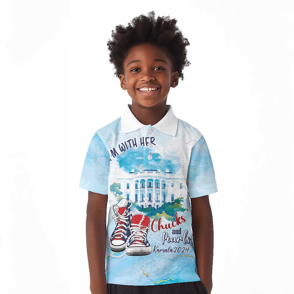 Chucks N Pearls 2024 Kid Polo Shirt I'm With Her