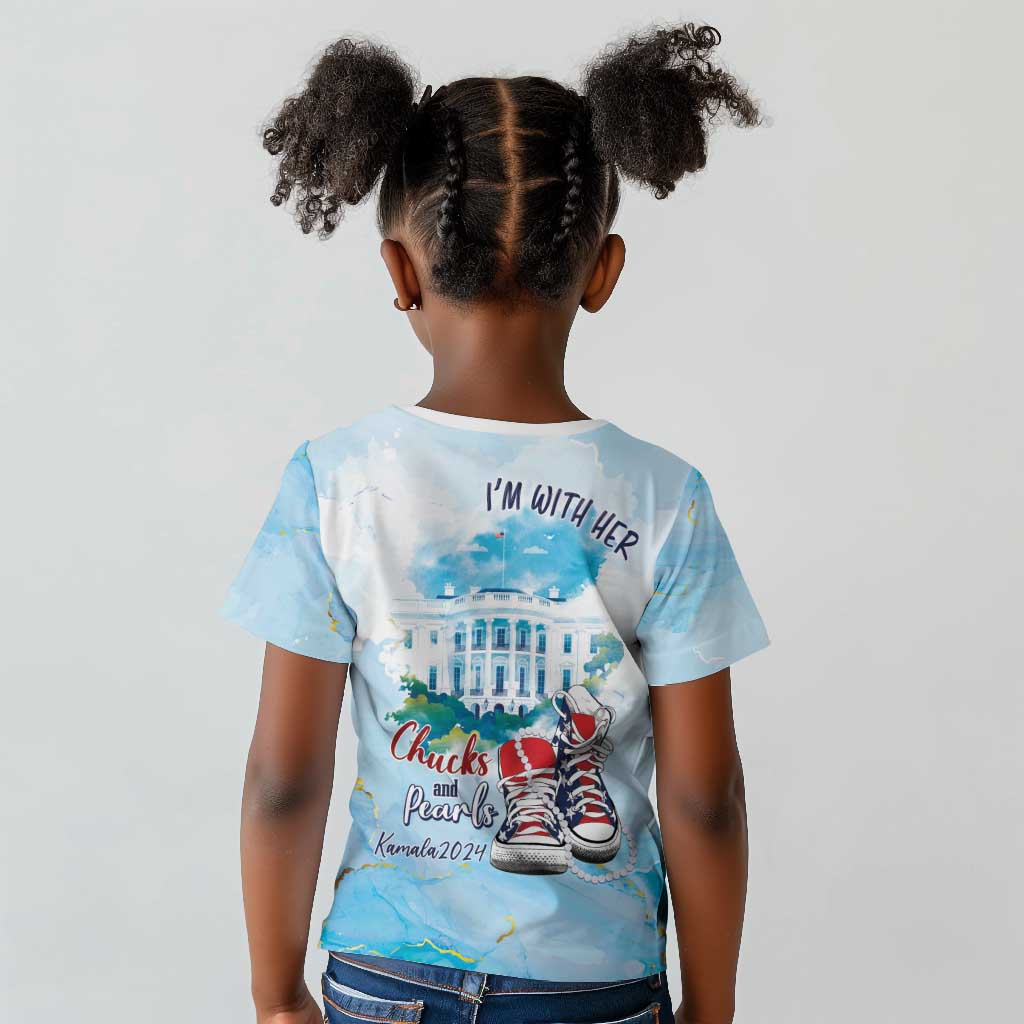 Chucks N Pearls 2024 Kid T shirt I'm With Her