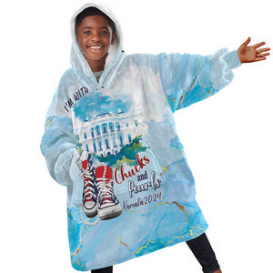 Chucks N Pearls 2024 KId Wearable Blanket Hoodie I'm With Her