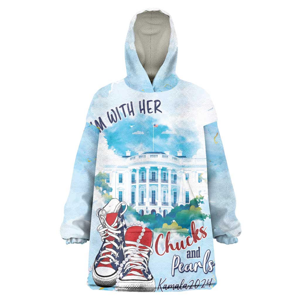 Chucks N Pearls 2024 KId Wearable Blanket Hoodie I'm With Her
