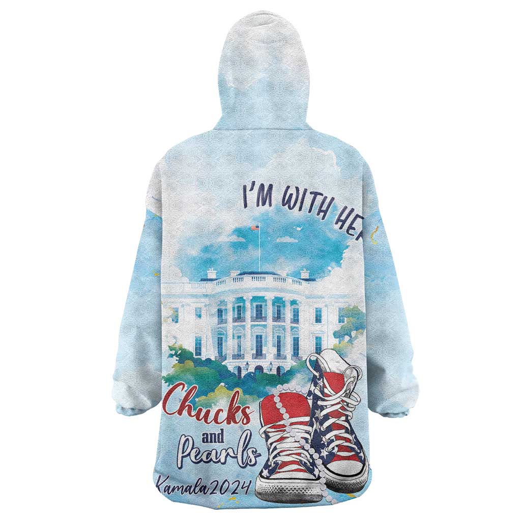 Chucks N Pearls 2024 KId Wearable Blanket Hoodie I'm With Her