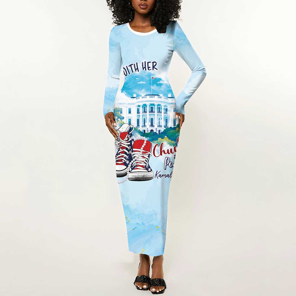 Chucks N Pearls 2024 Long Sleeve Bodycon Dress I'm With Her LT7