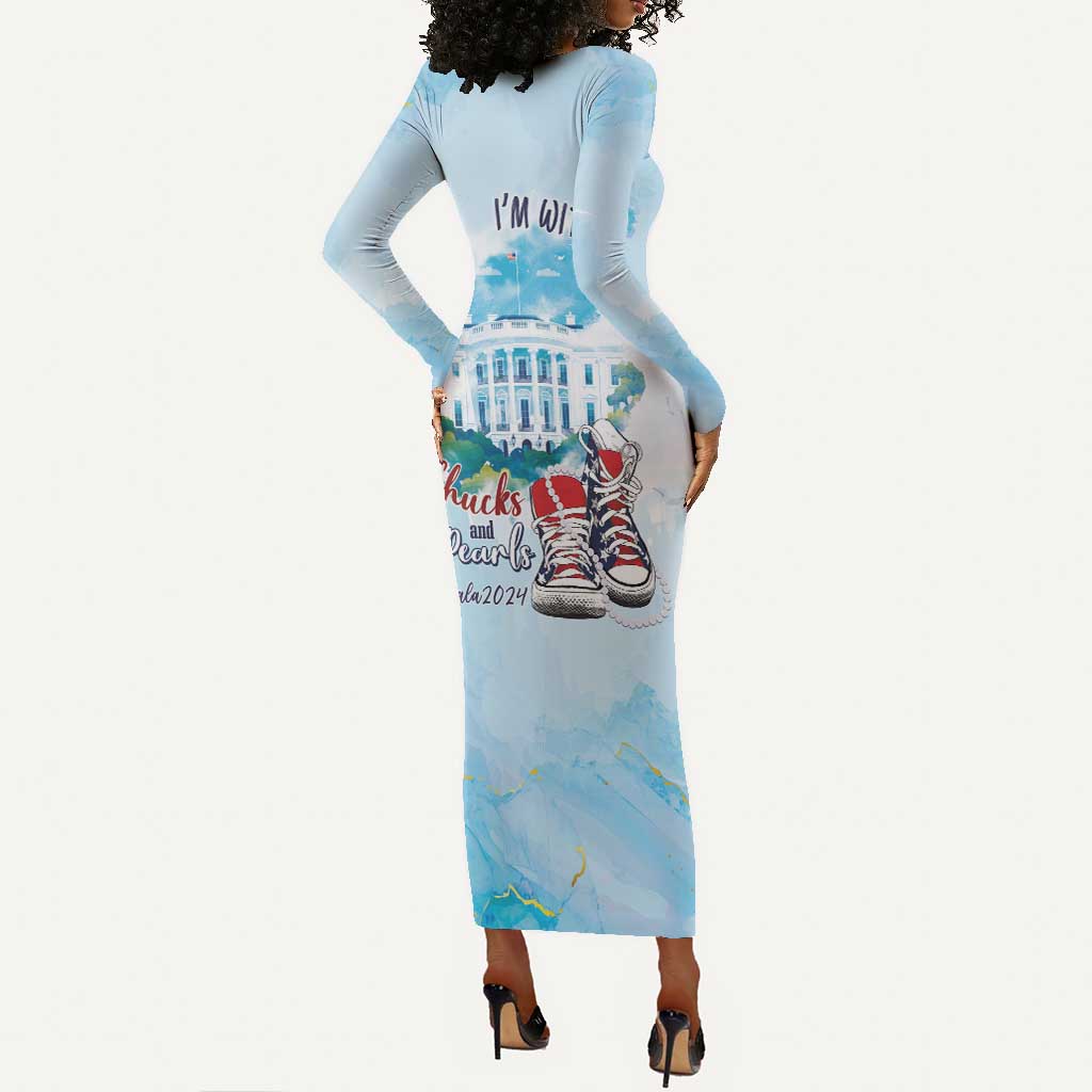 Chucks N Pearls 2024 Long Sleeve Bodycon Dress I'm With Her LT7