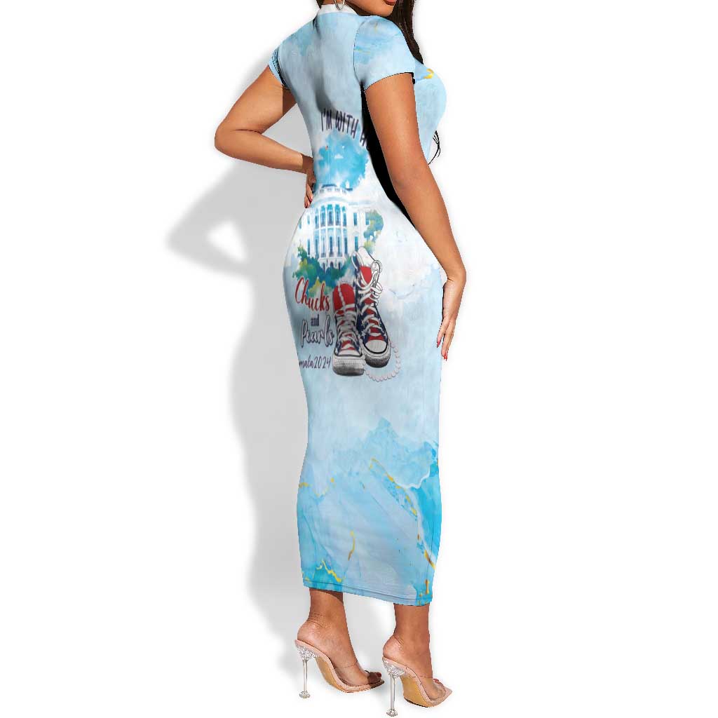 Chucks N Pearls 2024 Short Sleeve Bodycon Dress I'm With Her LT7