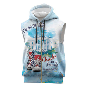 Chucks N Pearls 2024 Sleeveless Zip Hoodie I'm With Her - African Pride