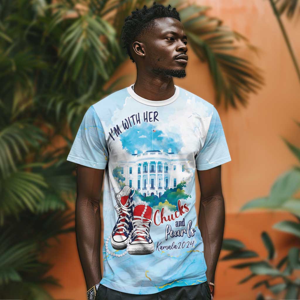 Chucks N Pearls 2024 T shirt I'm With Her