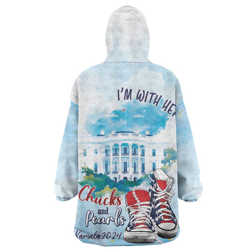 Chucks N Pearls 2024 Wearable Blanket Hoodie I'm With Her