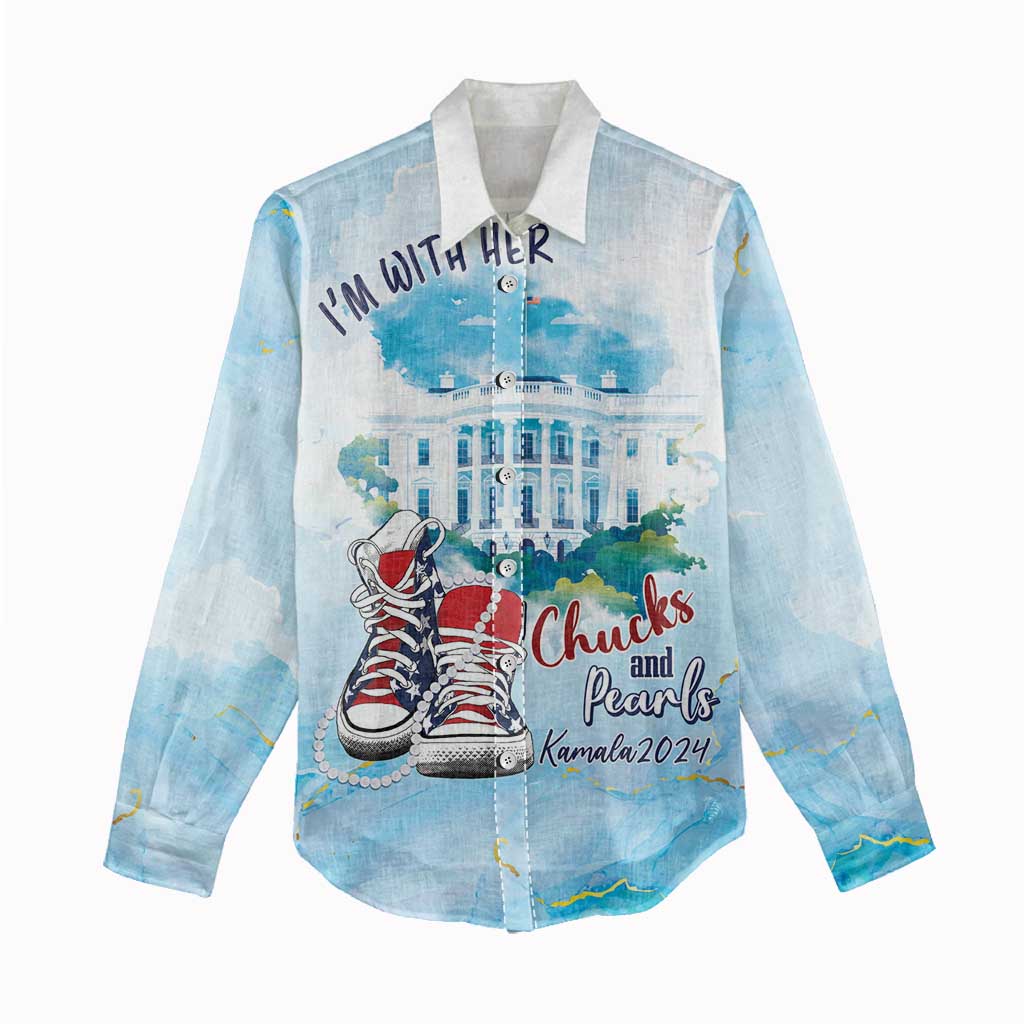 Chucks N Pearls 2024 Women Casual Shirt I'm With Her LT7